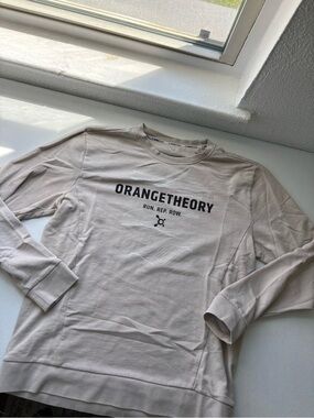 Orangetheory Beige Crewneck Long Sleeve Shirt with Black Logo